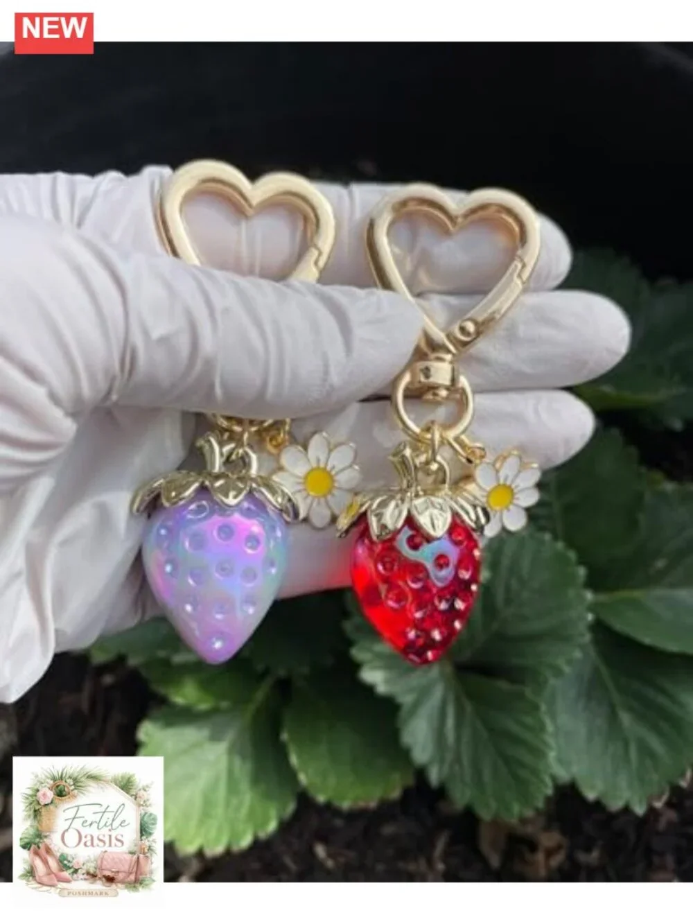 Cute Strawberry Keychain Heart Bag Charm Purse Accessories Decor